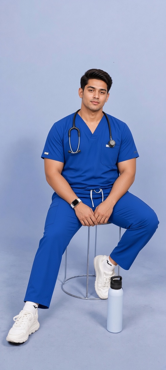 Classic Men's Plus Size V-Neck (Galaxy Blue) Scrub