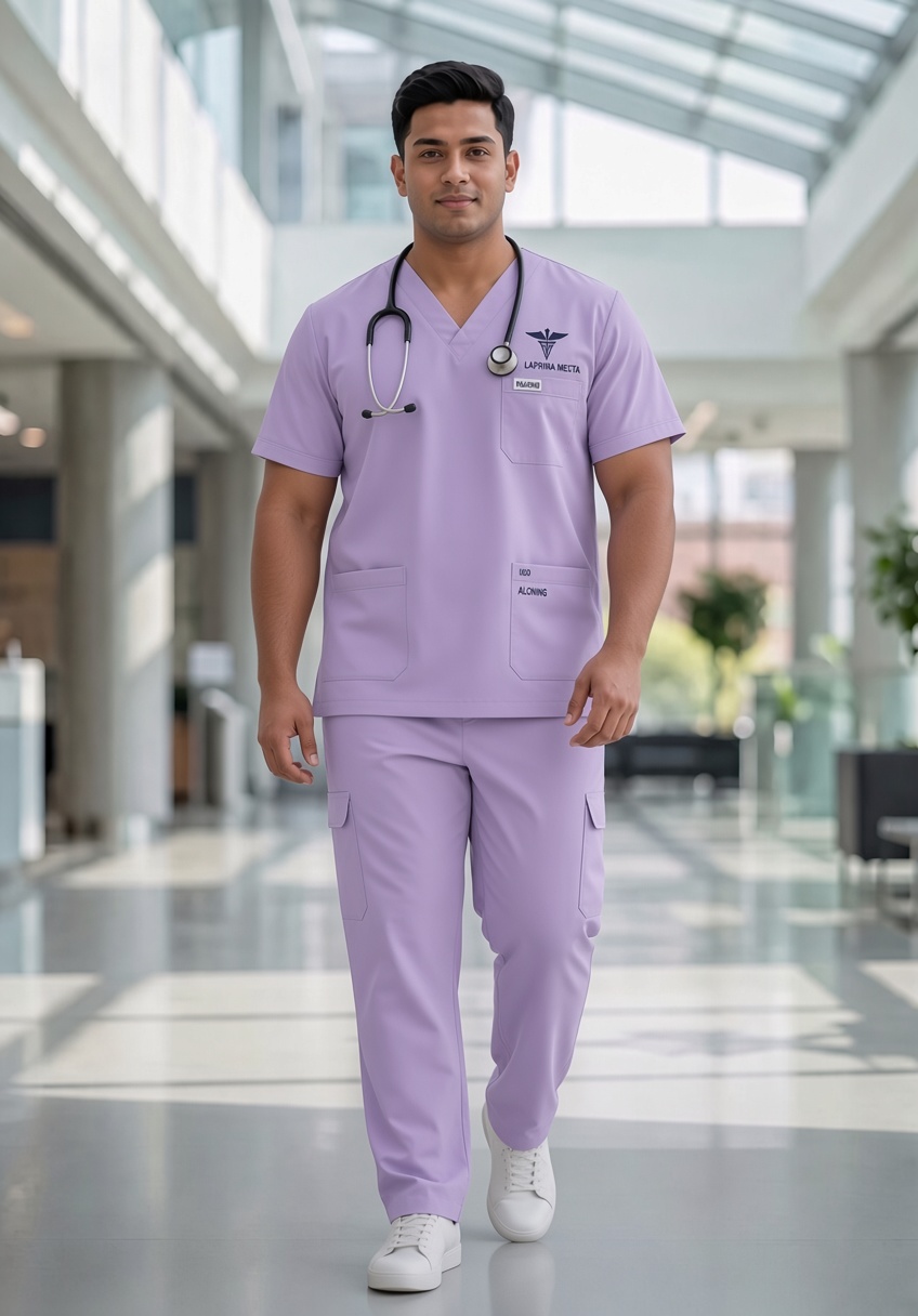 Classic Men's Plus Size V-Neck (Pastel Lilac) Scrub