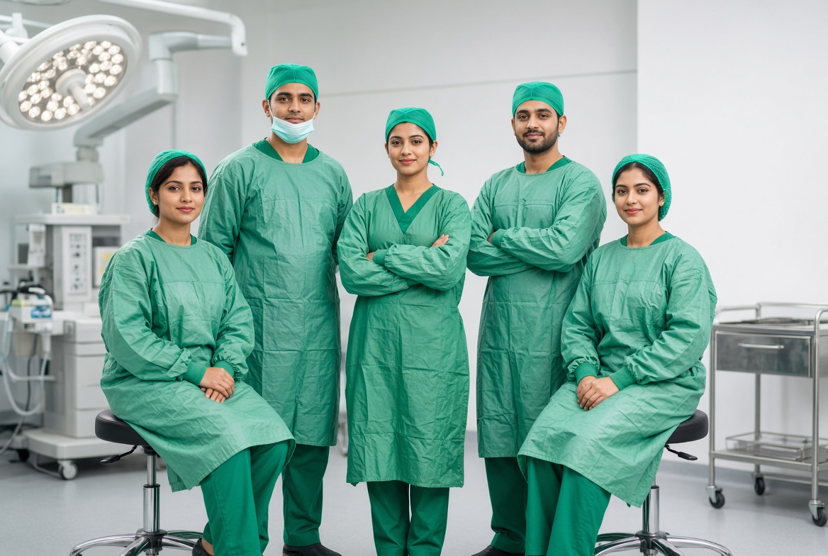 Unisex OT Cover Gown (Surgical Green)