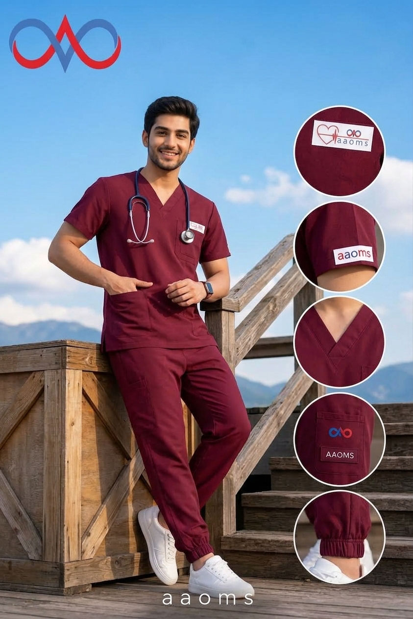 Stretch Men's V-Neck (Maroon) Scrub