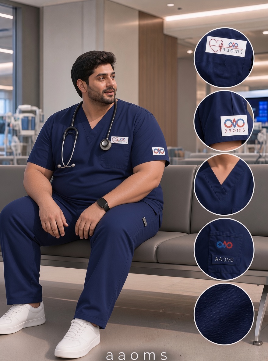 Stretch Men's Plus Size V-Neck (Navy) Scrub