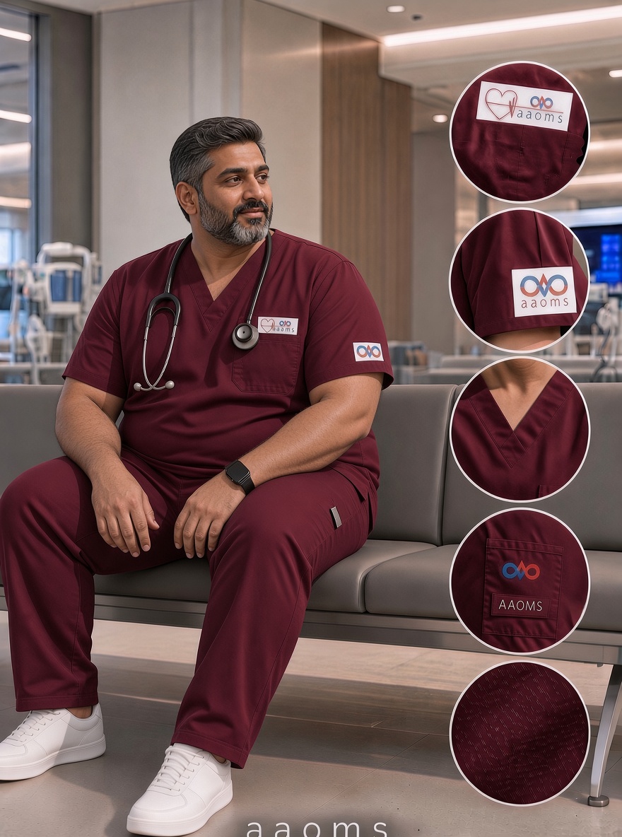 Classic Men's Plus Size V-Neck (Wine) Scrub