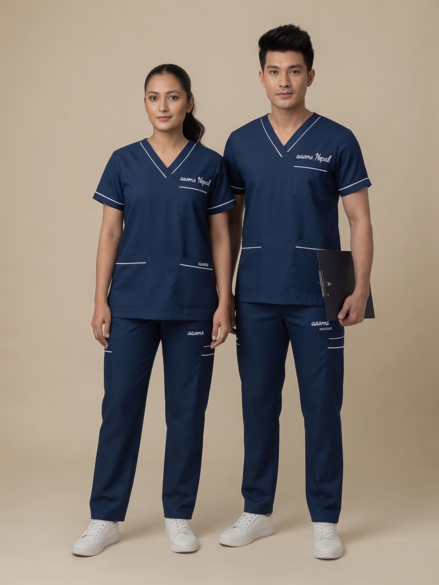 Classic Unisex Mandarin (Navy) Scrub