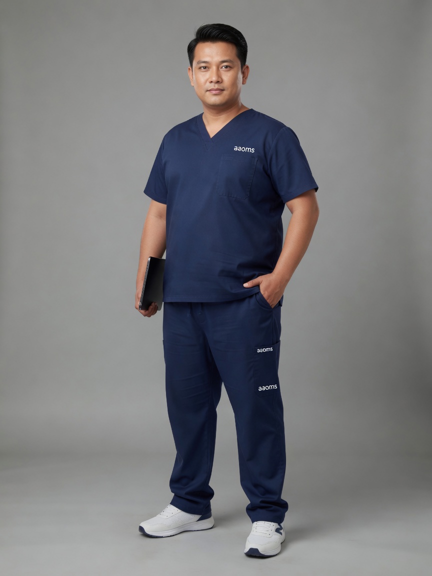 Stretch Men's Plus Size V-Neck (Navy) Scrub